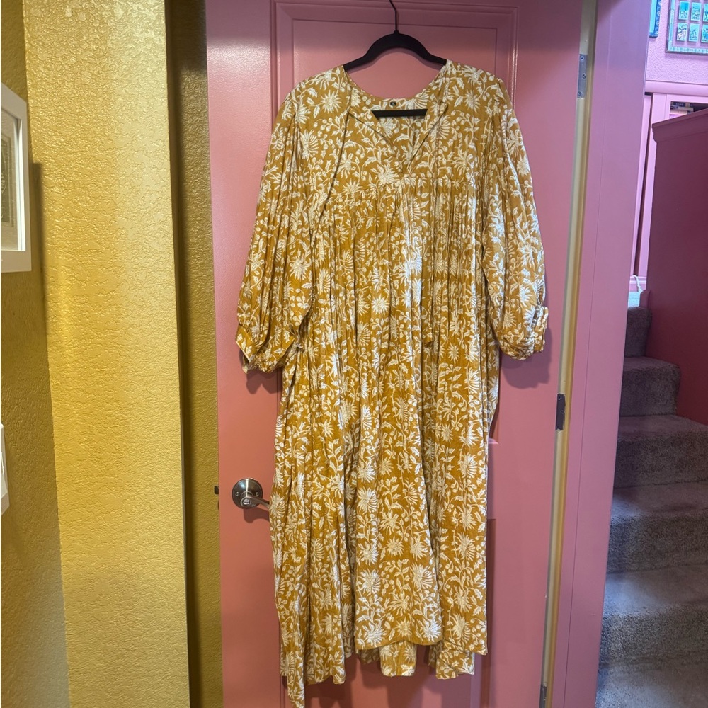 Floral Yellow and White Dress